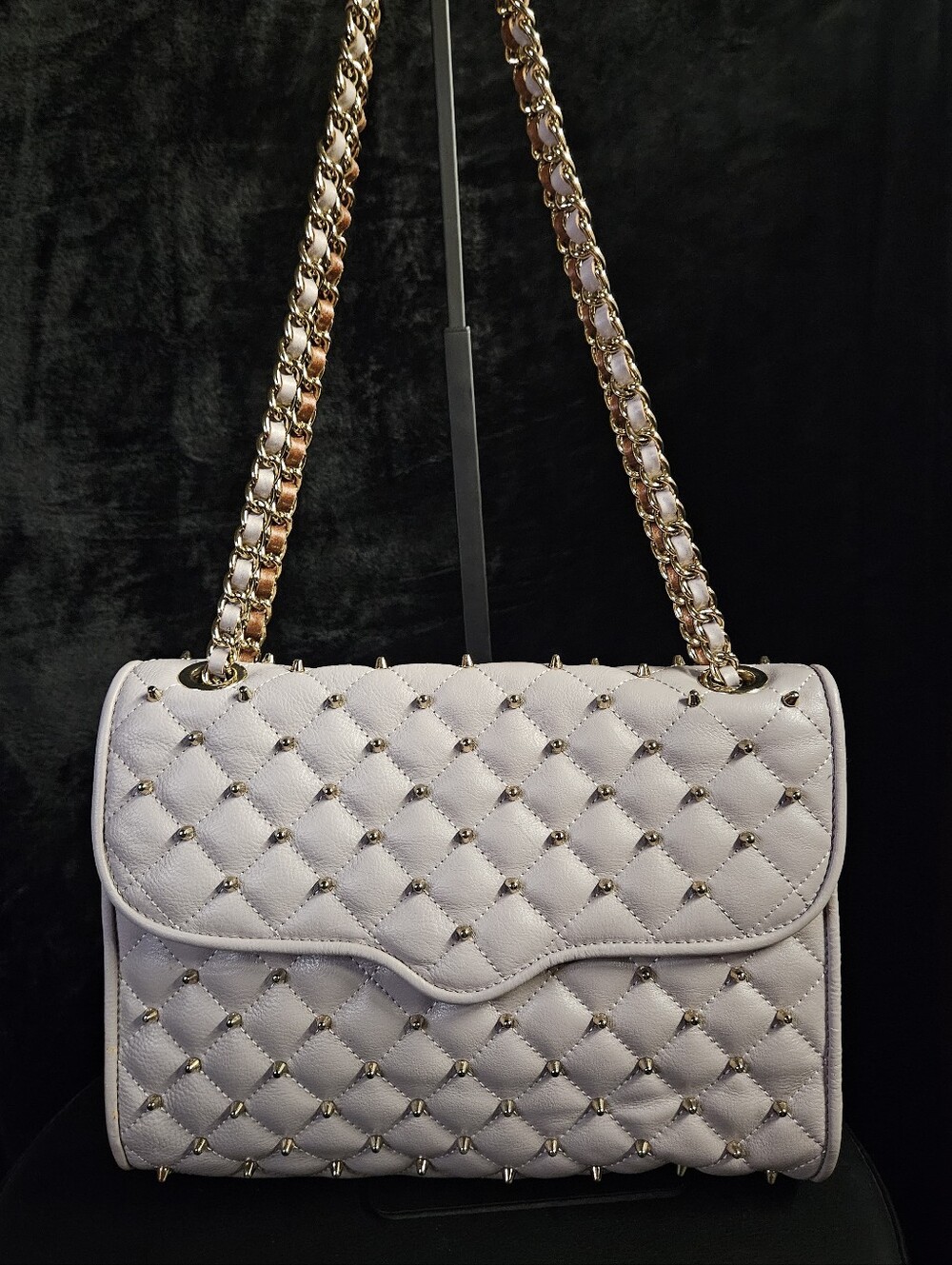 Rebecca Minkoff Large Quilted Studded Affair Shoulder Bag in Light Lavender Gray